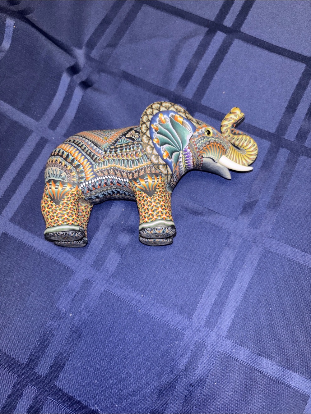 Handcrafted Multicolor Elephant Sculpture - Decorative Home Art - Picture 4 of 8